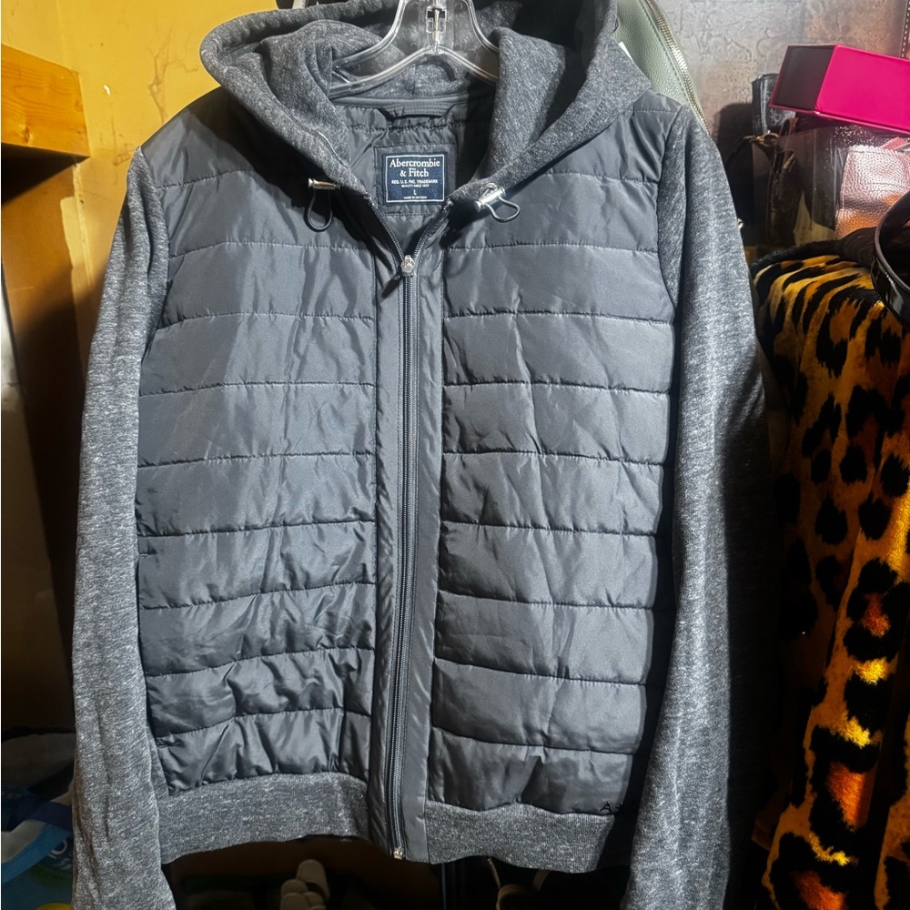 Abercrombie & Fitch Charcoal Puffer Jacket with Hood